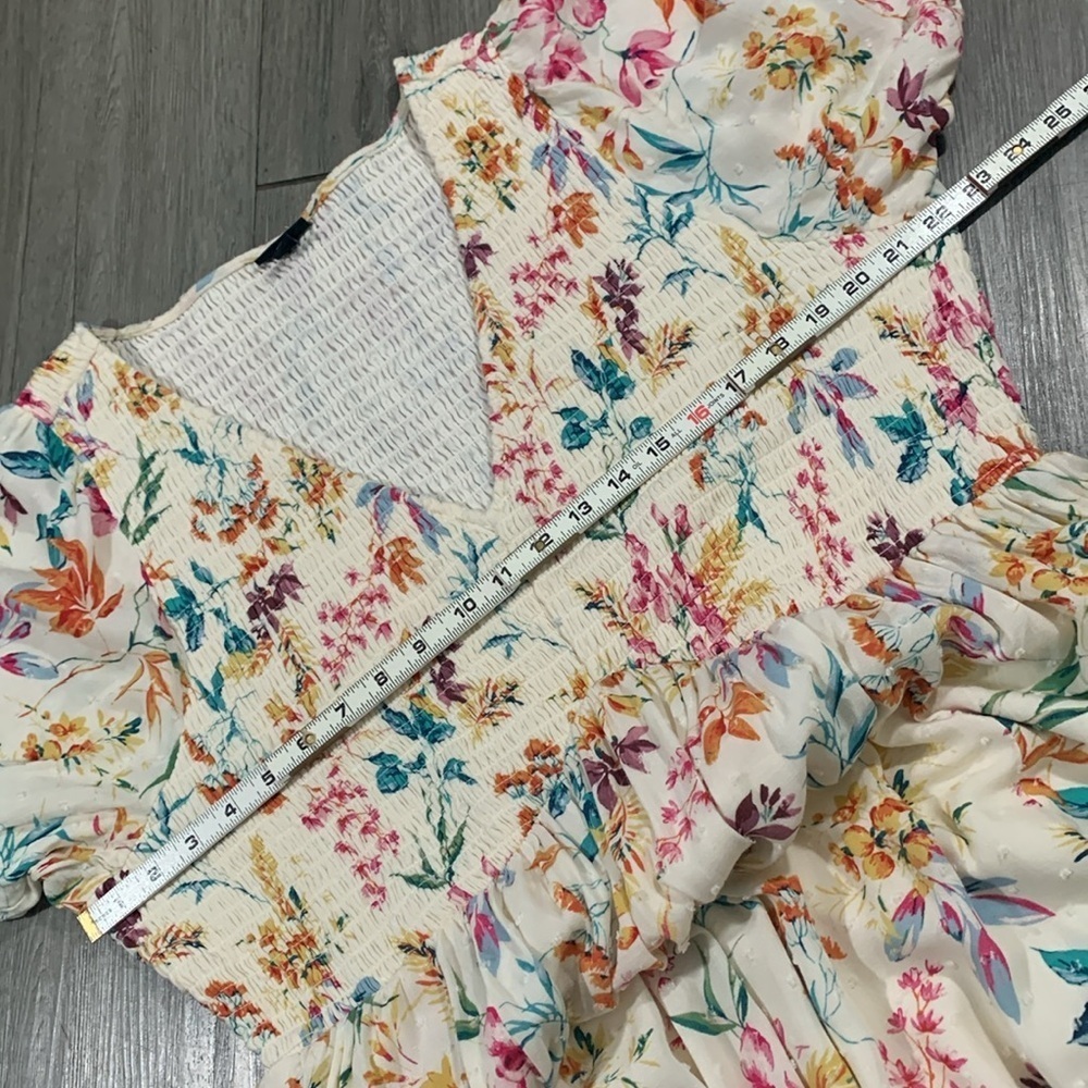 Torrid Floral Print Midi Swiss Dot Shirred Dress with Pockets size 3X - Picture 11 of 16